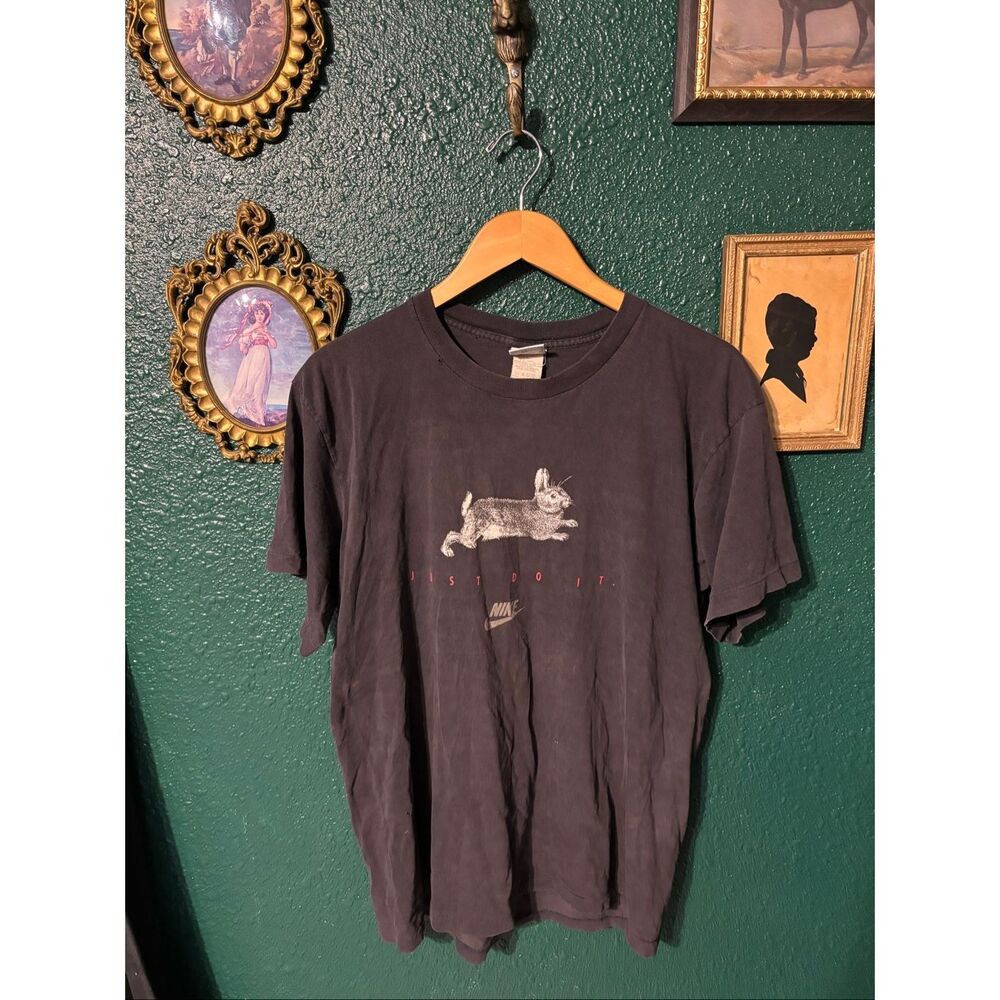 Vintage Nike Hare And Turtle Tee Sz XL Faded Black